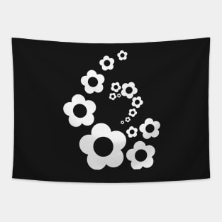 Retro Black and White Simple Flower Pattern Tapestry