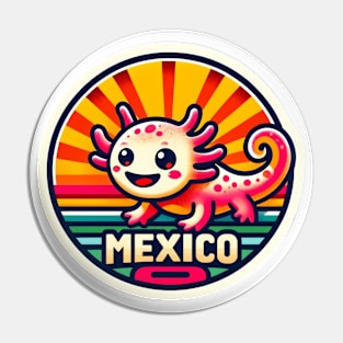 Cute Axolotl Retro Vintage Travel in Mexico Pin