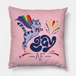 Gay AF cat pride Pillow