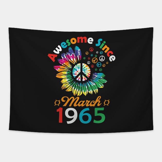 Funny Birthday Quote, Awesome Since March 1965, Retro Birthday Tapestry by Estrytee