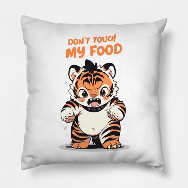 Don't Touch My Food! Tiger Cub. Pet Blanket Pillow by ImativaDesign