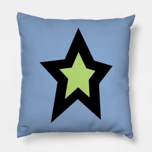 Green Star Thick Black Line Pillow