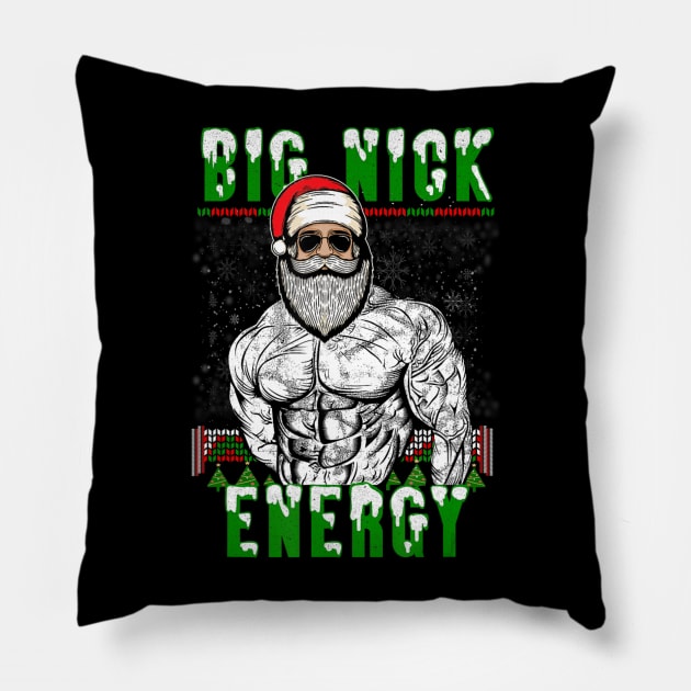 Big Nick Energy Dad Bod Santa Claus Christmas Pillow by Mitsue Kersting