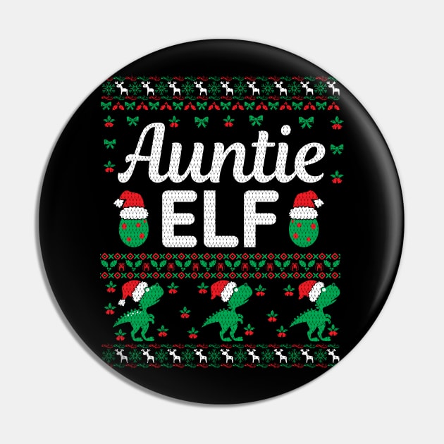 Auntie Elf Funny Ugly Christmas Sweater Pin by The Studio Style