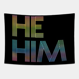 Rainbow Pronouns He/Him Tapestry