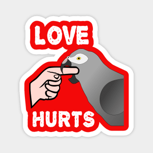 Love Hurts Timneh African Grey Parrot Biting Magnet