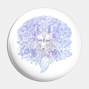 Pastel purple blue hiding fox Pin