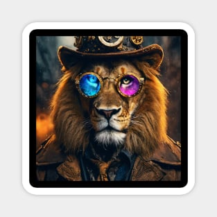 Steampunk Lion With Glasses Magnet