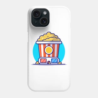 Popcorn And 3D Glasses Cartoon Vector Icon Illustration Phone Case