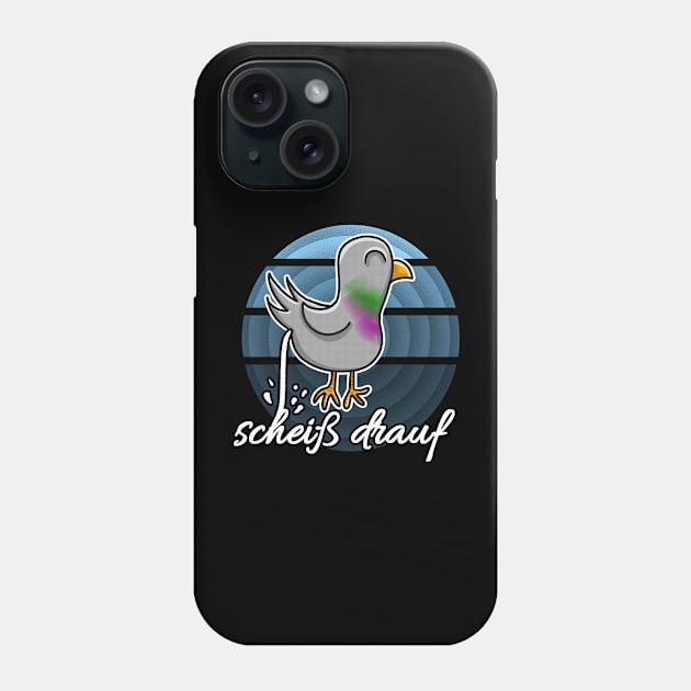 Scheiß drauf Pigeon Cartoon poop Phone Case by Dreadful Scrawl 666