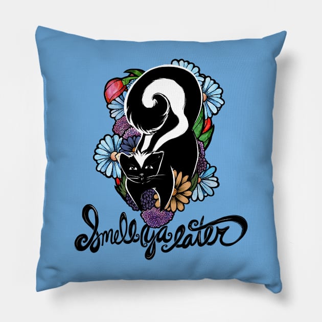 Funny Skunk Pillow by bubbsnugg