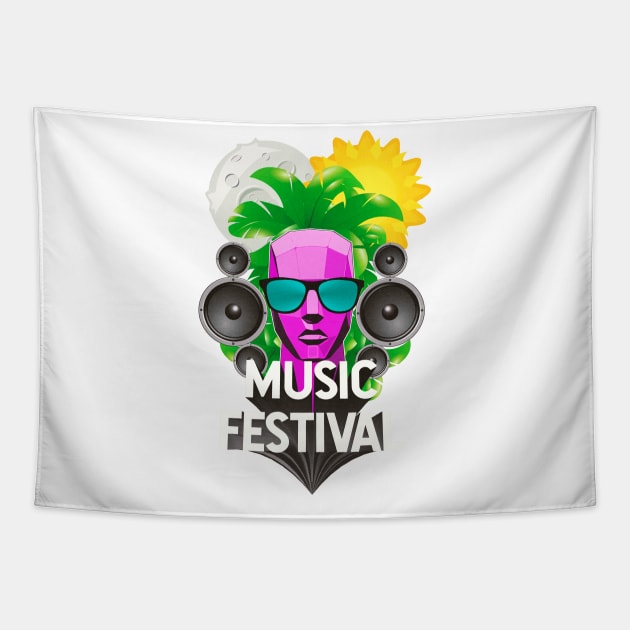 Music Festival Sunglasses Night and Day Tapestry by bestcoolshirts