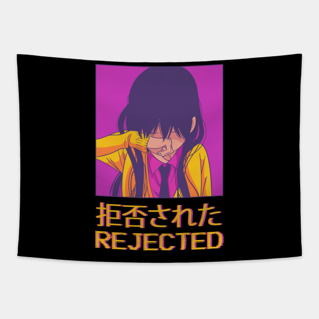 Sad Anime Girl Emo Japanese Vaporwave Aesthetic Rejected T Vaporwave Anime Tapestry 