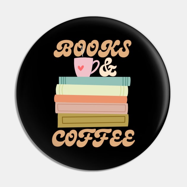 Books And Coffee Retro Pin by ricricswert