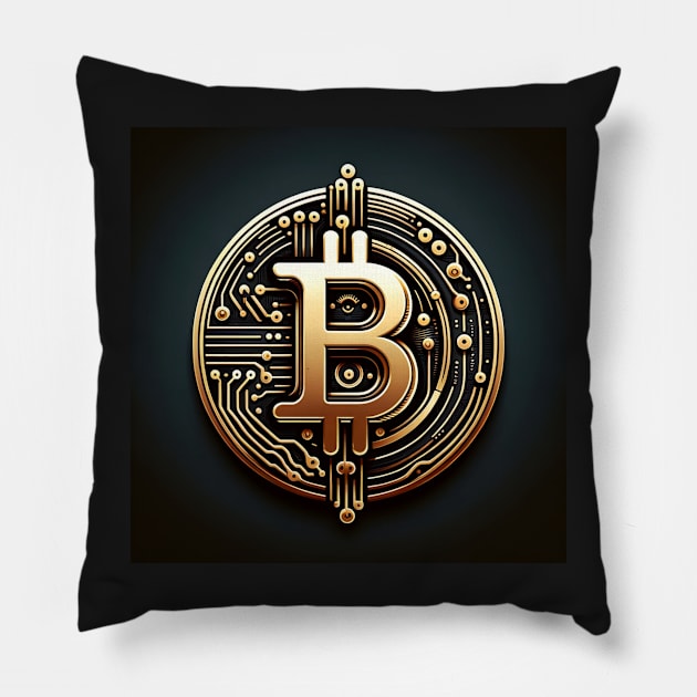 Circuit of Wealth: The Bitcoin Nexus Pillow by heartyARTworks