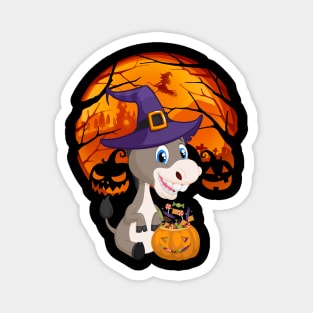 Donkey pumpkin witch Magnet