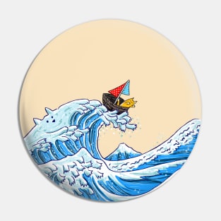 Hokusai Great Cat Wave Pin