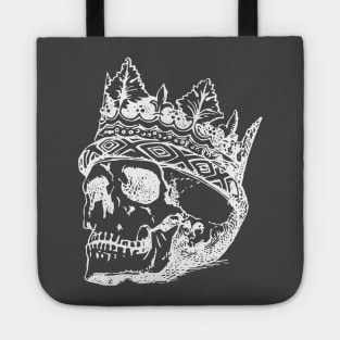 Skull King in Crown White on Black Tote