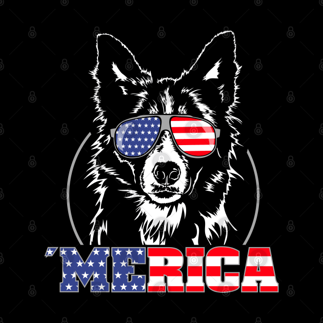 Proud Border Collie American Flag Merica dog by wilsigns