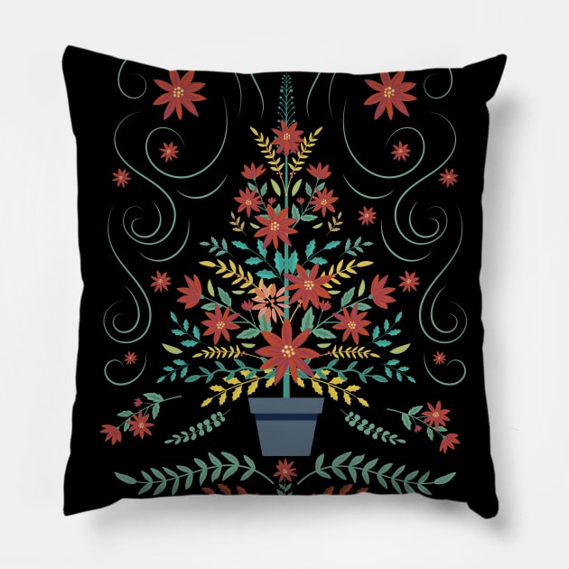 Folk Art Christmas Tree Pillow by SWON Design