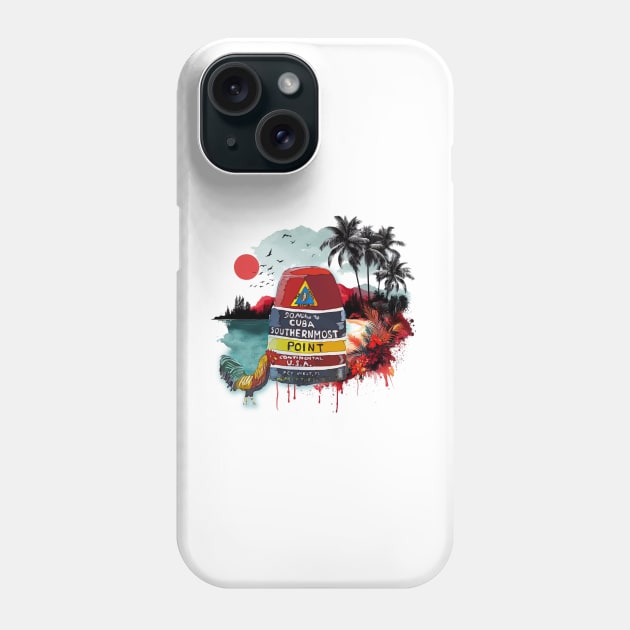 Key West Southern Most Point Marker with Cuban background - WelshDesigns Phone Case by WelshDesigns