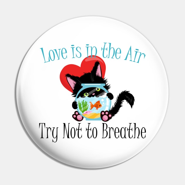 Love is in the Air Valentine's Cute Cat Pin by Wanderer Bat