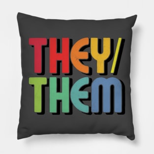 They/Them Pronouns --- Retro Style Design Pillow