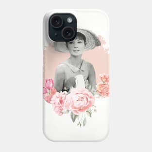 Audrey Hepburn T-Shirt Sticker Flowers Illustration Hoodie Notebook T-Shirt Phone Case