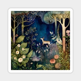 Watercolor Forest, Woodland Landscape Magnet