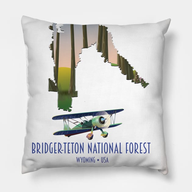 Bridger-teton national forest map Pillow by nickemporium1