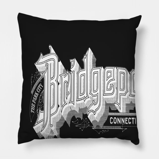 Vintage Bridgeport, CT Pillow by DonDota