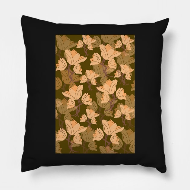 Peach flower pattern Pillow by PedaDesign