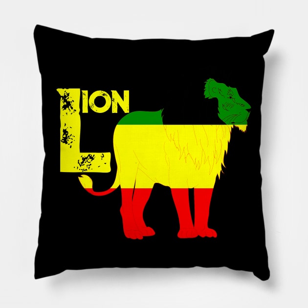 Rasta Lion Reggae Rastafari Colors Pillow by Merchweaver