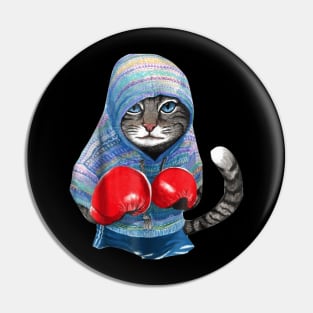 Cat In Boxing Suit Pin