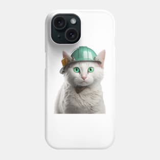 Cute Cat with Green Hard Hat catswithhardhats Phone Case