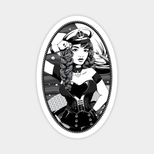 Black and White Navy Themed Mermaid Magnet