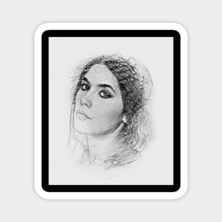 Woman Hairstyle sketch Art Drawing Magnet