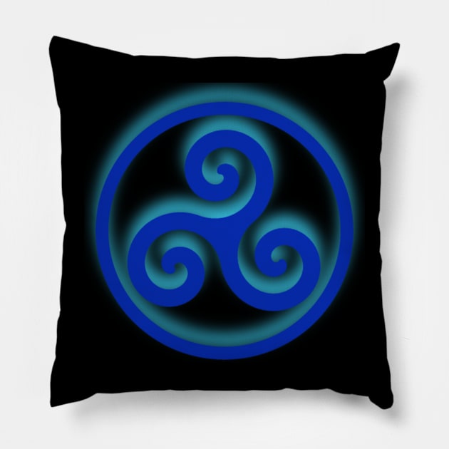 Triple Blue Spiral Pillow by Celtic Morrigan