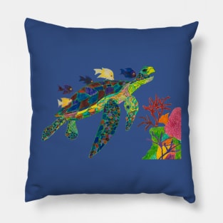 Happy Rainbow Turtle Pillow