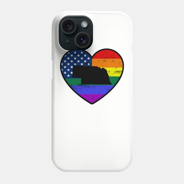 Nebraska United States Gay Pride Flag Heart Phone Case by TextTees