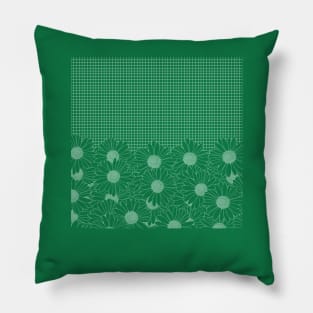 Daisy Grid Mint Green Pillow