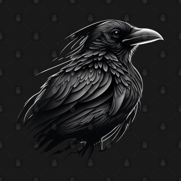 Raven Graphic Goth Black Crow by Linco
