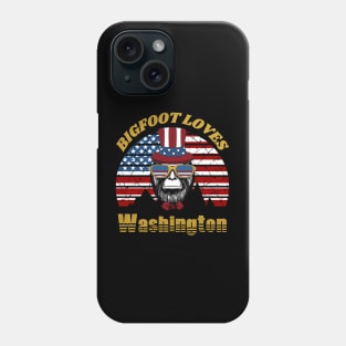 Bigfoot loves America and Washington Phone Case
