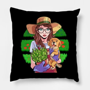 Gardening Dog Lover Gardener Garden Pet Plants Gift Pillow