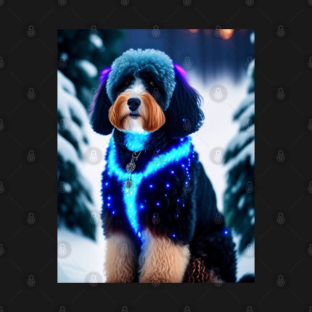 Aussiedoodle Glowing In The Snow by Enchanted Reverie