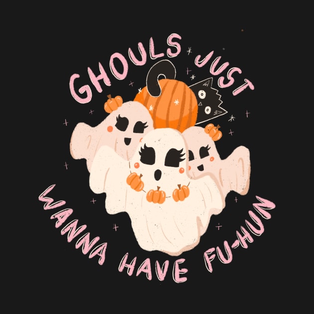 Ghouls just wanna have fun Halloween t shirt girls boo by nanaminhae