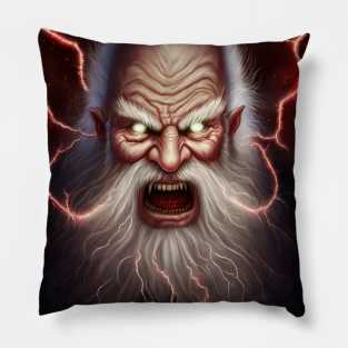 A very fierce and monstrous Santa with red lightning and red eyes Pillow