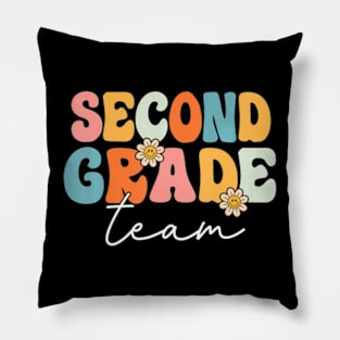 Second Grade Team Retro Groovy Back To School 2Nd Grade Pillow