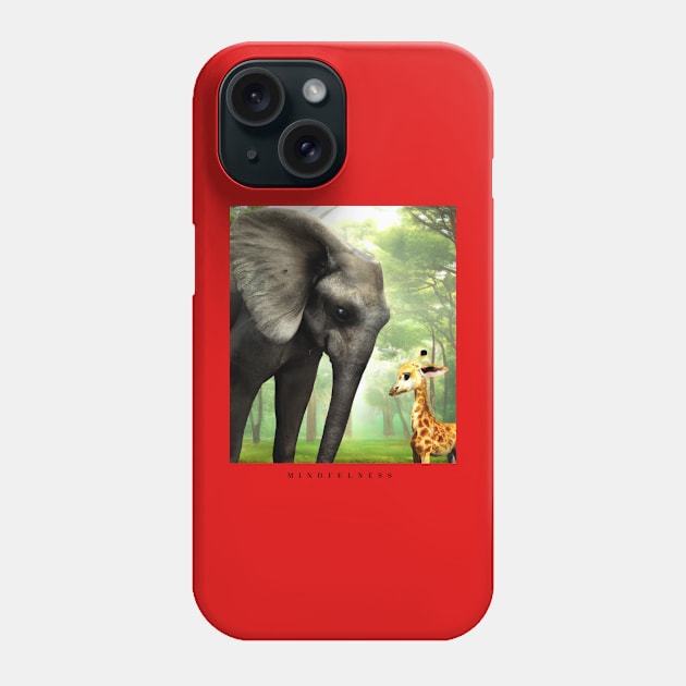 Stunning Digital Art Animal Prints: Baby Elephant and Giraffe" Phone Case by Karen Ankh Custom T-Shirts & Accessories