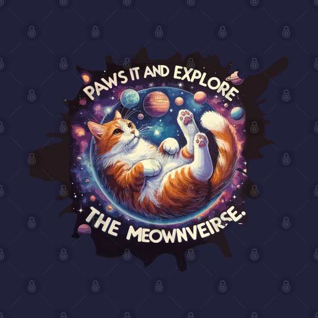 Paws it and Explore the Meowniverse - Cute Cat in Space Design by diegotorres